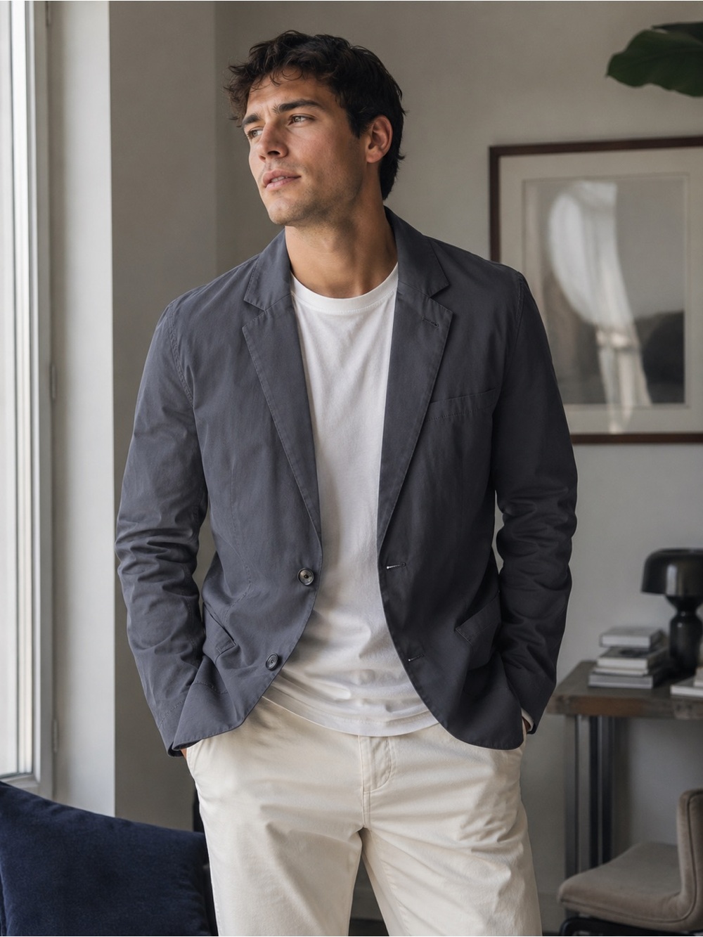 Marine Layer Men's India Ink Casual Breeze Blazer - Two-Button Sport Coat